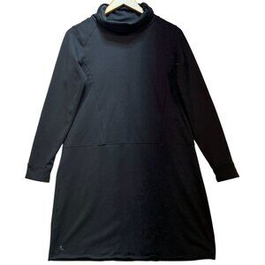 Lole Women's Mini Sweater Dress Long Sleeve Funnel Neck Size L Dark Gray Stretch